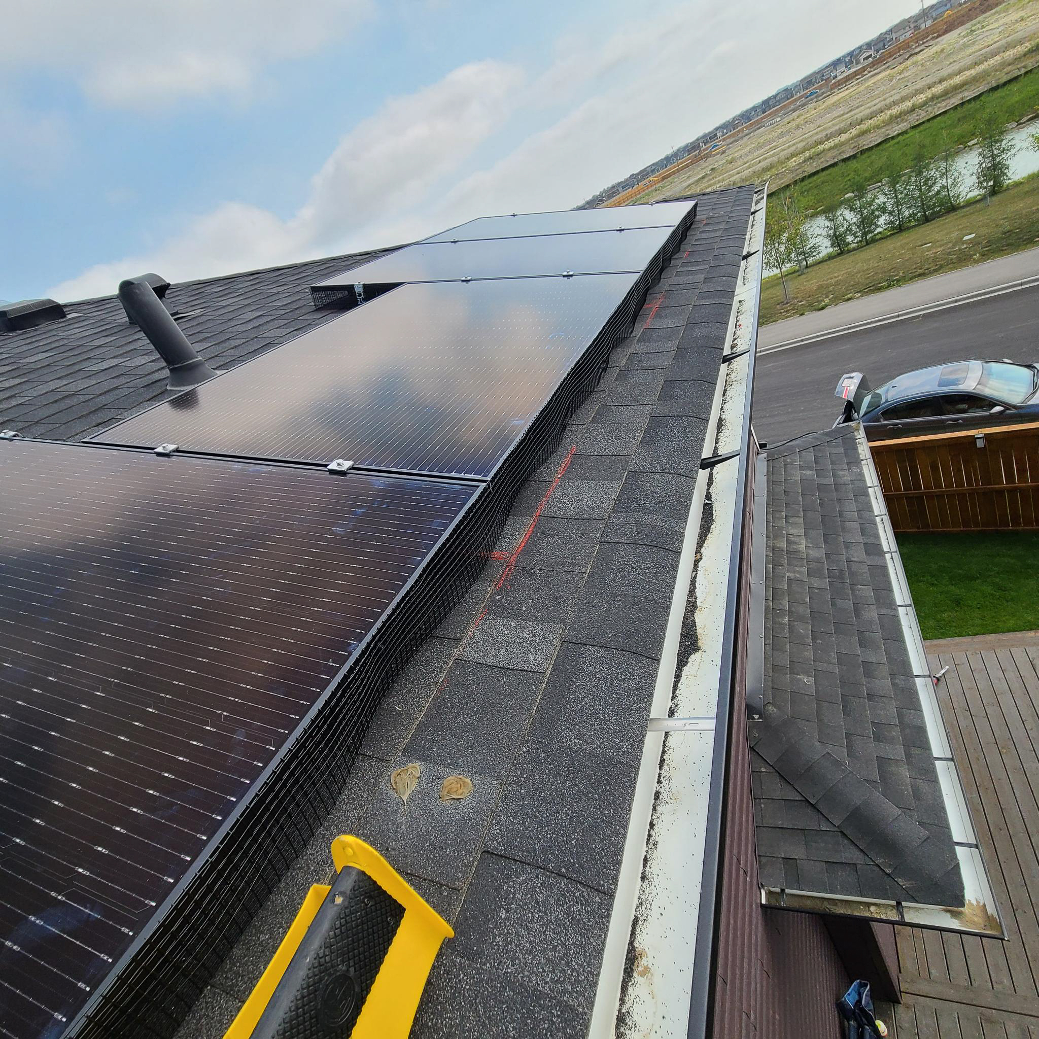 Crew Technical Services solar conduit run on a Diamond Valley roof